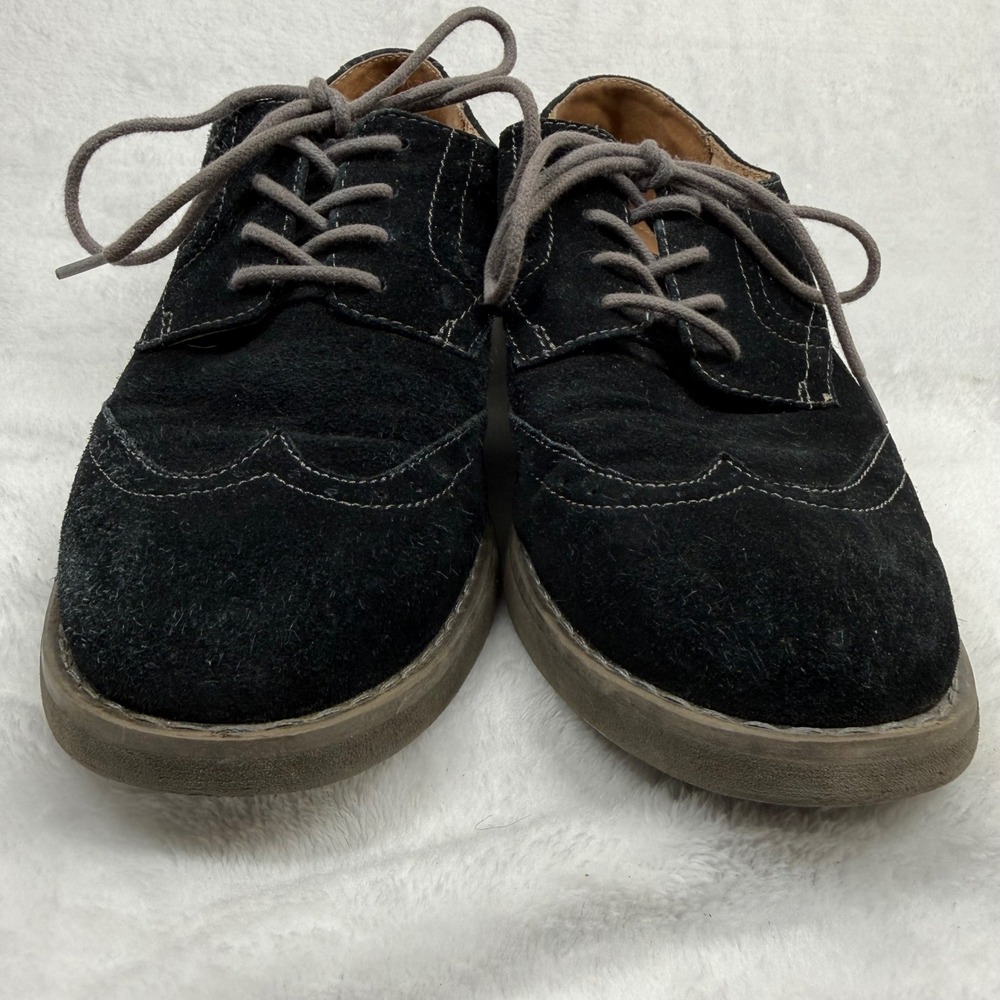 Marc Anthony Mens 8 Black Suede Wingtip Oxford Dress Shoes MAKIPLINGBLACK - Picture 9 of 14